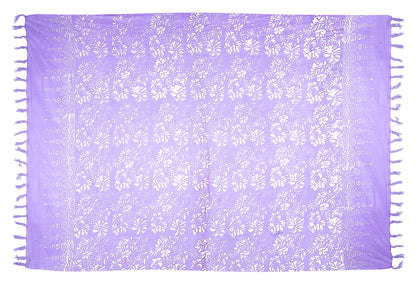 Sarong. Pareo. Schal. Kopftuch. Wickelrock. Strandtuch. Authentisch von Hand gebatikt  100 Prozent Viskose. Fair gehandelt circa 160 bis 180 mal 120 cm circa 270 Gramm. Violettes Tuch mit Blumenmuster.