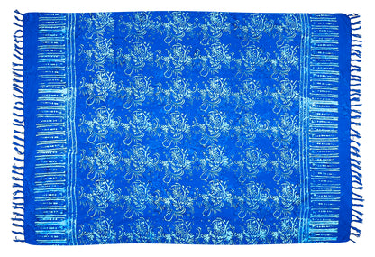 Sarong. Pareo. Schal. Kopftuch. Wickelrock. Strandtuch. Authentisch von Hand gebatikt  100 Prozent Viskose. Fair gehandelt circa 160 bis 180 mal 120 cm circa 270 Gramm. Blaues Tuch mit Ornamenten.