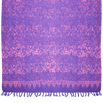 Sarong. Pareo. Schal. Kopftuch. Wickelrock. Strandtuch. Authentisch von Hand gebatikt  100 Prozent Viskose. Fair gehandelt circa 160 bis 180 mal 120 cm circa 270 Gramm. Violettes Tuch mit Ornamenten.