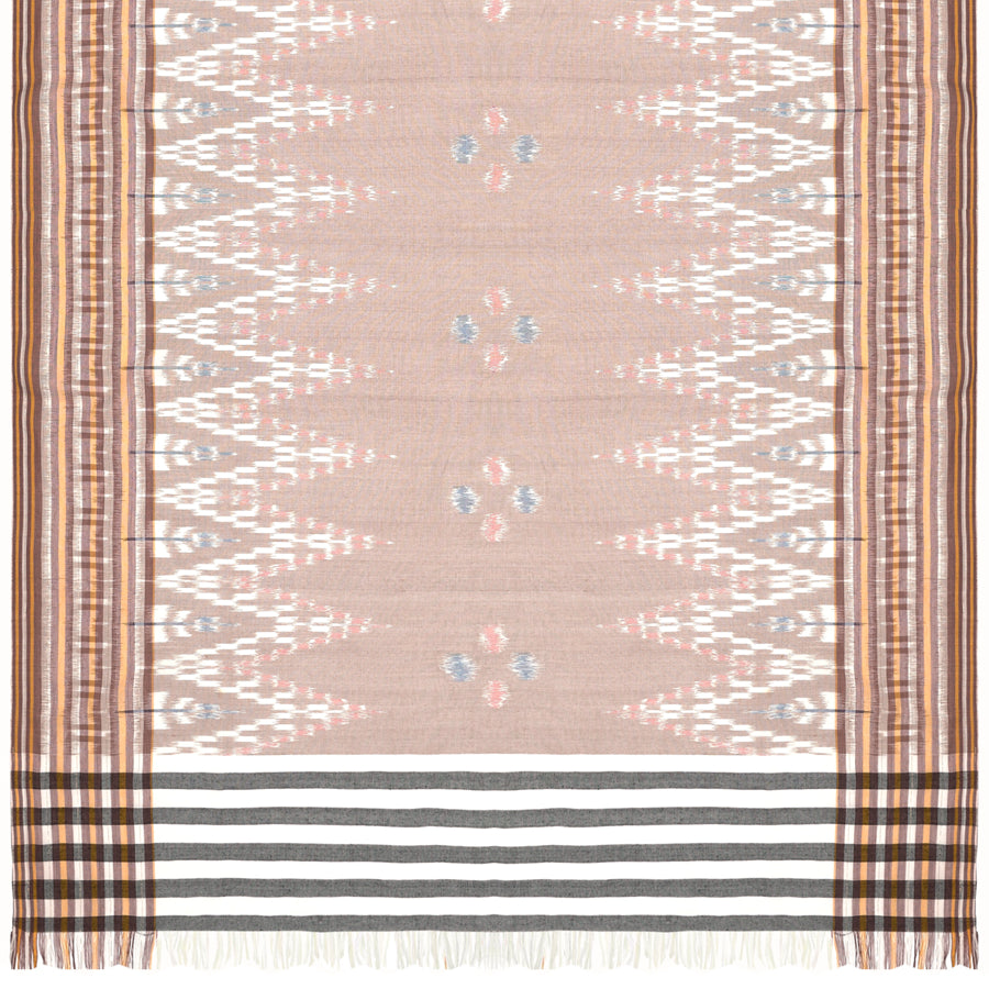 Sarong. Pareo. Schal. Kopftuch. Wickelrock. Strandtuch. Authentisch von Hand gewebt. 100% Viskose. Fair gehandelt circa 180 mal 110 cm circa 200 Gramm. Ikat Tuch mit traditionellen Mustern verziert in Beige.